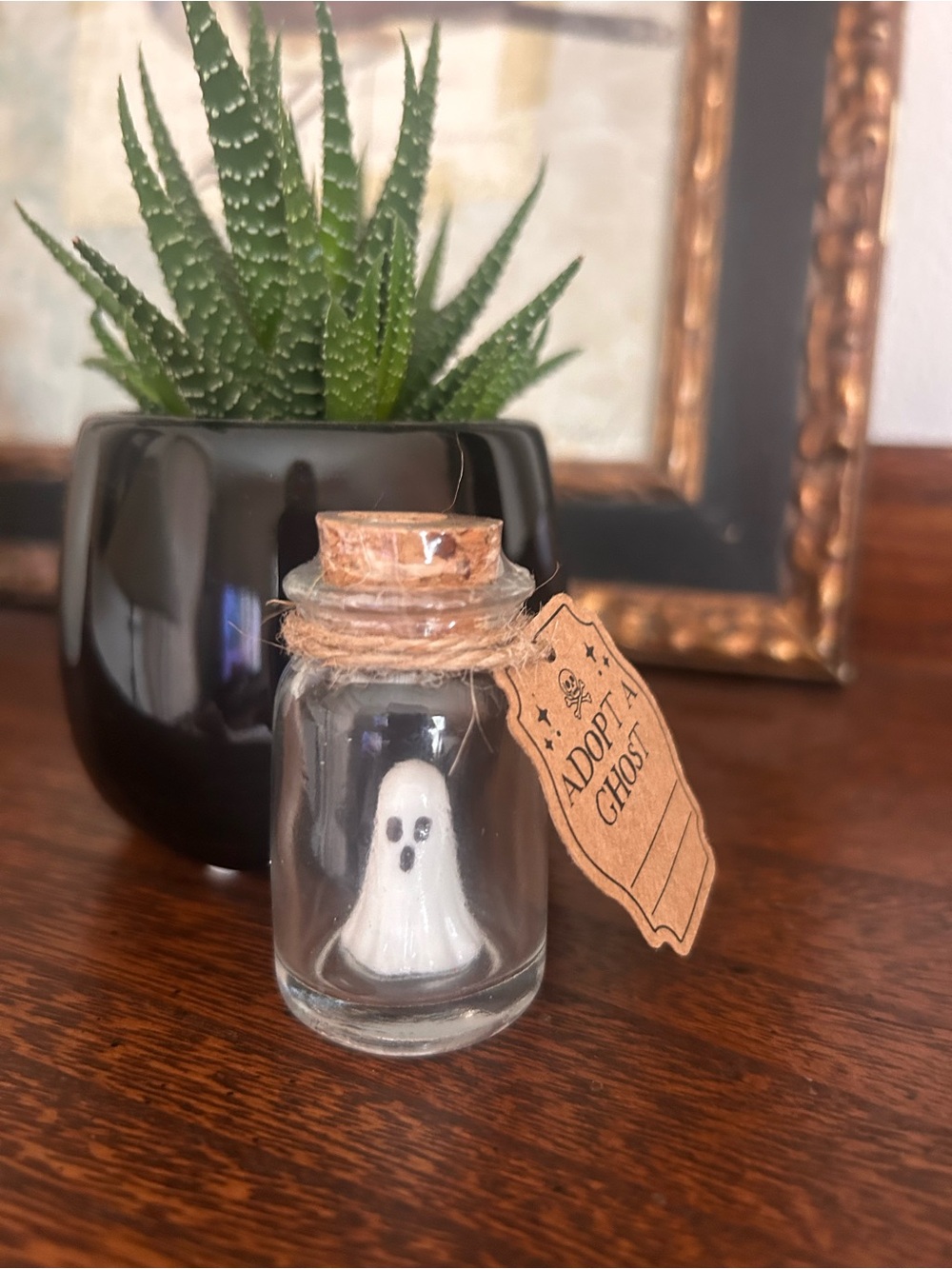 White Ghost in Glass Bottle Home Accent
